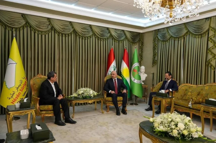بافل وقوباد طالباني يستقبلان مظلوم عبدي في السليمانية