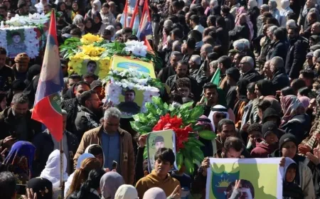 تشييع جثامين خمسة شهداء إلى مزار الشهيد خبات ديرك