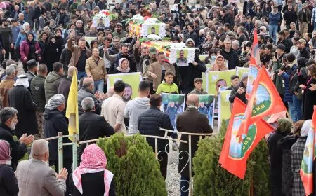 تشييع جثامين ثلاثة شهداء من قسد في ديرك 