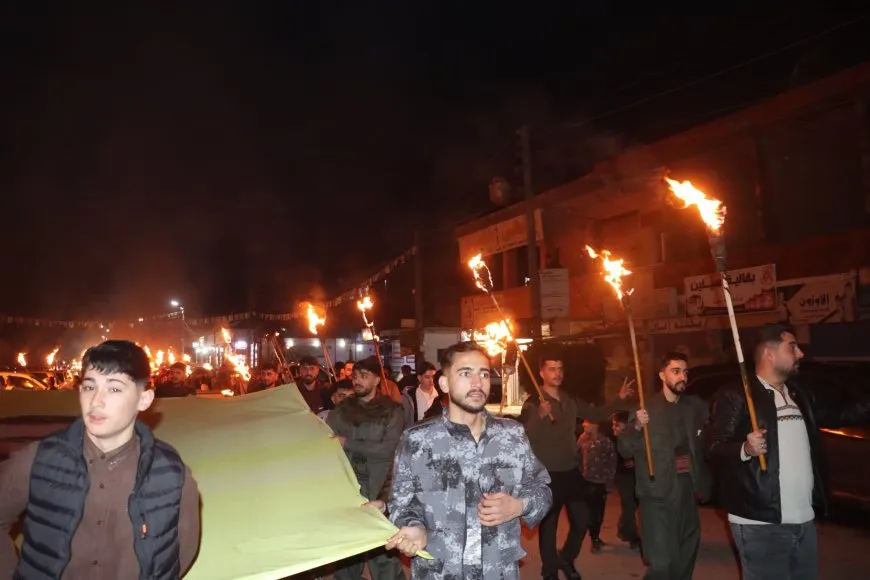 شعلة نوروز تتوهج في روج آفا عشية يوم 21 آذار
