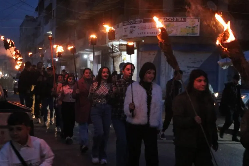 شعلة نوروز تتوهج في روج آفا عشية يوم 21 آذار