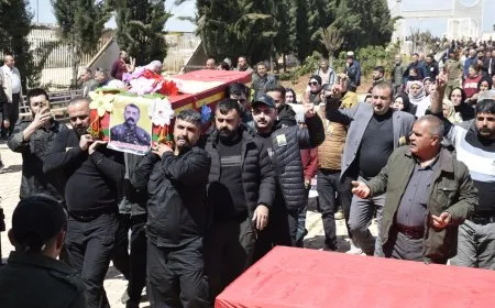 تشييع جثمان مقاتل من قسد في الدرباسية