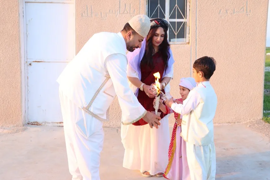 إشعال "چرا" وتوزيع البيض الملون عشية رأس السنة الإيزيدية