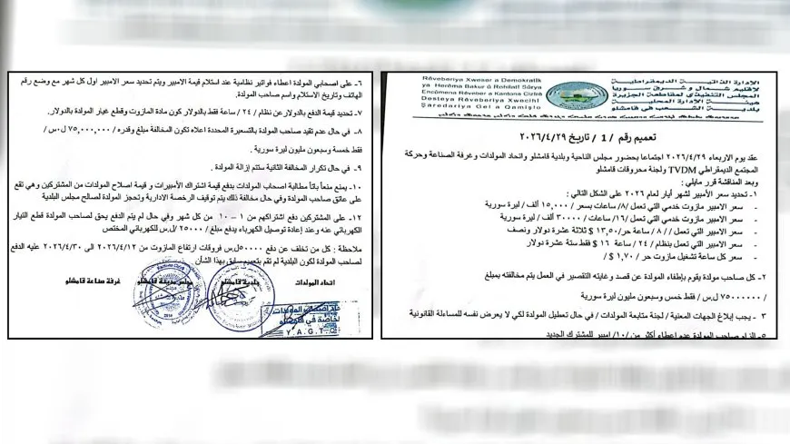 تحديد أسعار "الأمبيرات" لشهر أيار في مدينة قامشلو