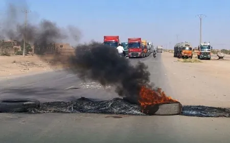 لليوم الثاني أهالي الهول يقطعون طريق صهاريج النفط احتجاجاً على تدهور الخدمات