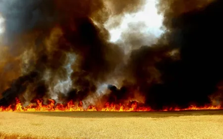 احتراق أكثر من 200 دونم من الأراضي الزراعية في ريف الدرباسية