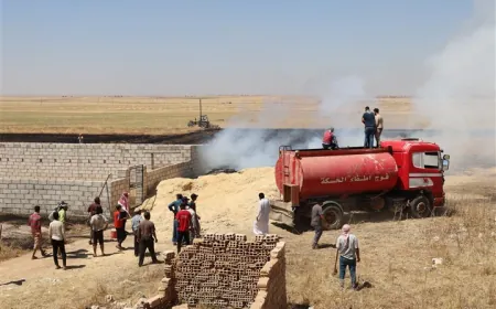 فرق الطوارئ تتمكن من السيطرة على حريق قرية الحسينية غرب تل تمر