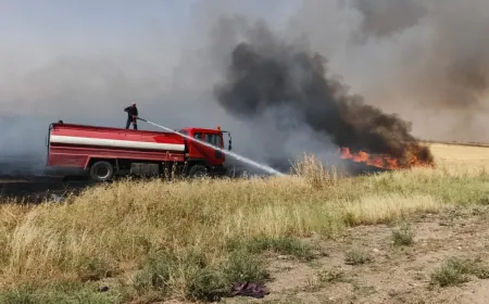 حرائق واسعة تلتهم مئات الدونمات في أرياف قامشلو وجل آغا وتربه سبيه