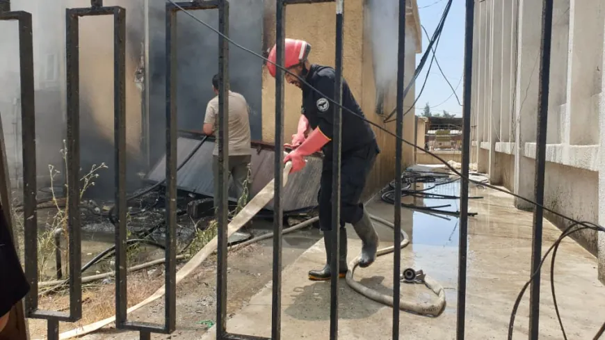 إخماد حريق في محولة كهرباء داخل القصر العدلي بقامشلو دون وقوع إصابات