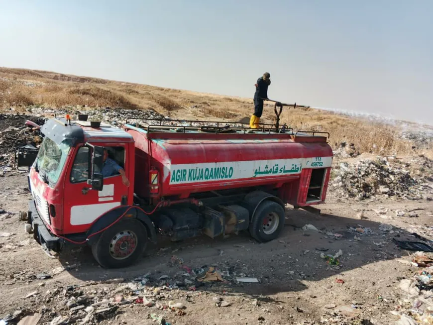 حريق في مكب النفايات بجل آغا يهدد الأراضي الزراعية المحيطة