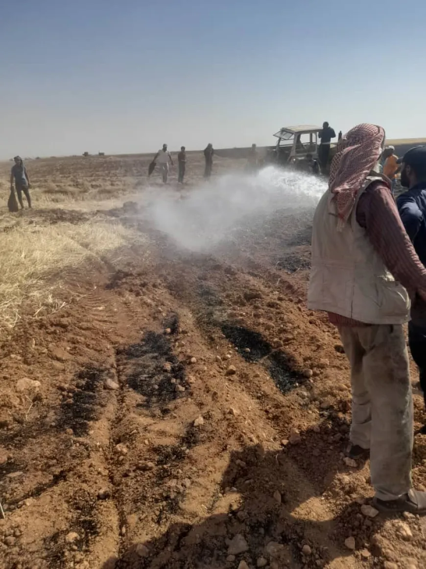 إخماد حريق في حقل قمح بريف الدرباسية
