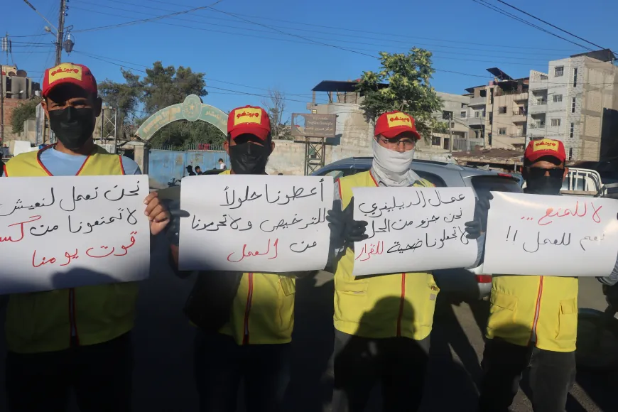 وقفة احتجاجية لأصحاب الدراجات النارية في قامشلو