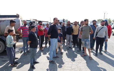احتجاج أصحاب صهاريج المياه في مدينة الحسكة