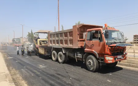 استمرار أعمال تعبيد الطرق في جل آغا ضمن المرحلة الأولى لتحسين شبكة الطرق
