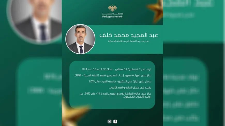 تعيين الكاتب عبد المجيد خلف مديراً لمديرية الثقافة في محافظة الحسكة