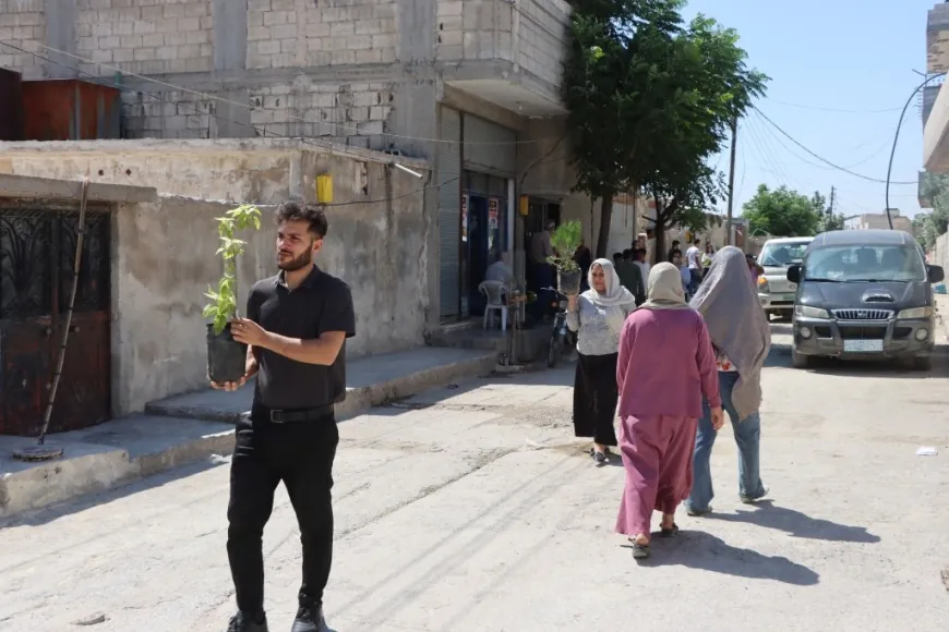 توزيع أشجار زينة في حي كانيا كوردا تخليداً لذكرى الشهيدة روجنك جودي
