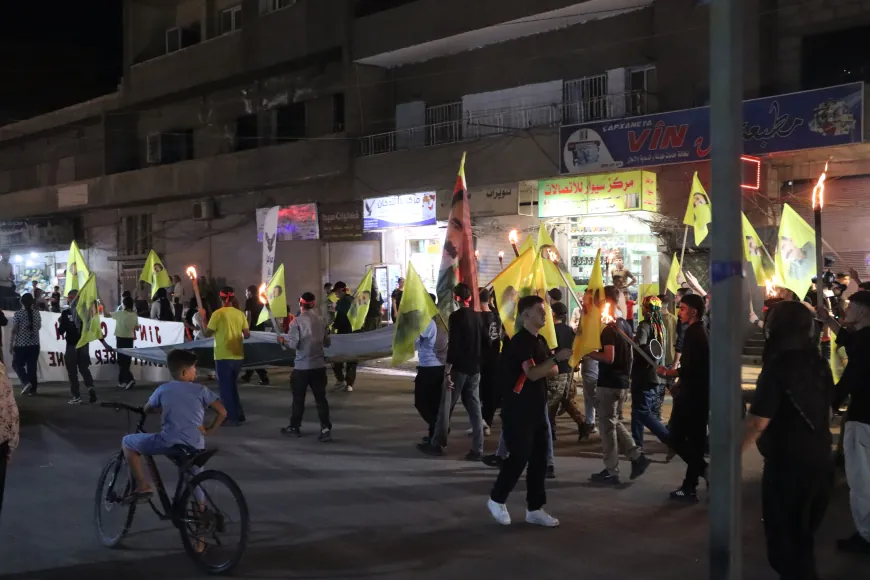 مسيرة بالمشاعل في قامشلو للمطالبة بالحرية الجسدية للقائد عبد الله أوجلان