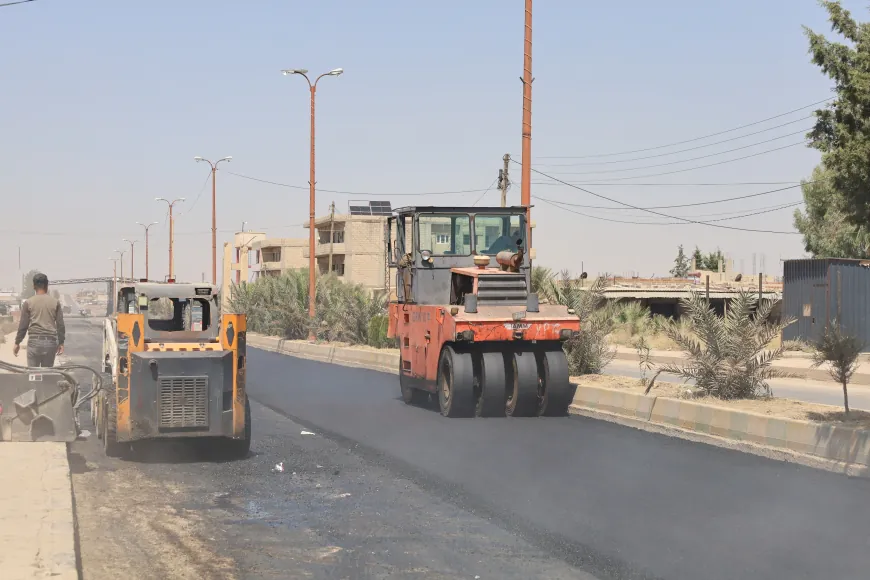 استمرار أعمال تعبيد الطرق في جل آغا ضمن المرحلة الأولى لتحسين شبكة الطرق