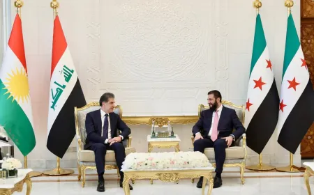 الشرع يستقبل نيجيرفان بارزاني في دمشق