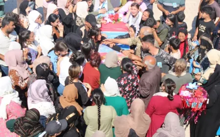 تشييع جثمان عضوة من قوى الامن الداخلي في تل تمر