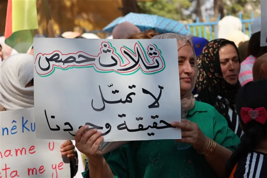 مظاهرة في تل تمر رفضاً لحصر تدريس اللغة الكردية بثلاث حصص أسبوعية