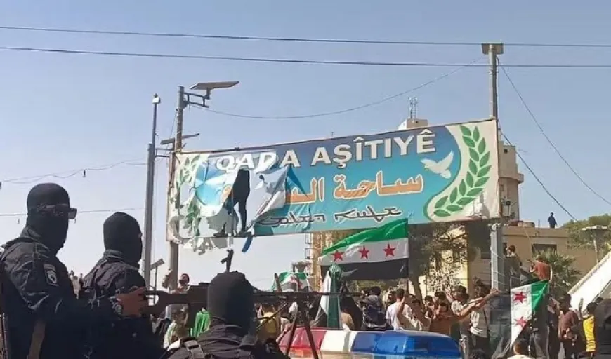أعمال شغب في ساحة السلام بمدينة الحسكة قبيل فعالية رفع علم سوريا