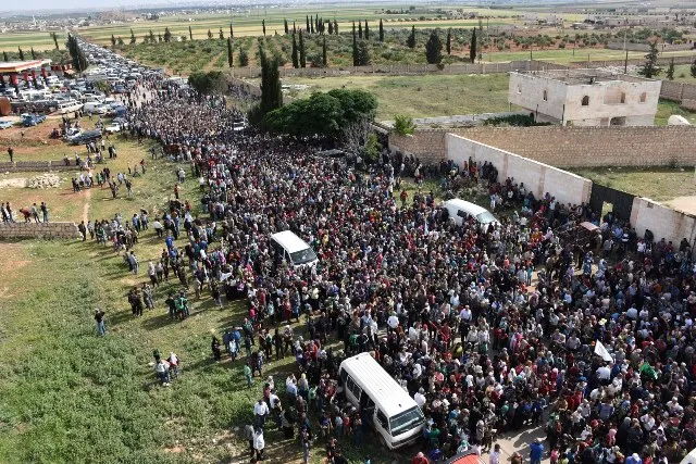 Mass demo of Afrin people condemning Turkish occupation's practices
