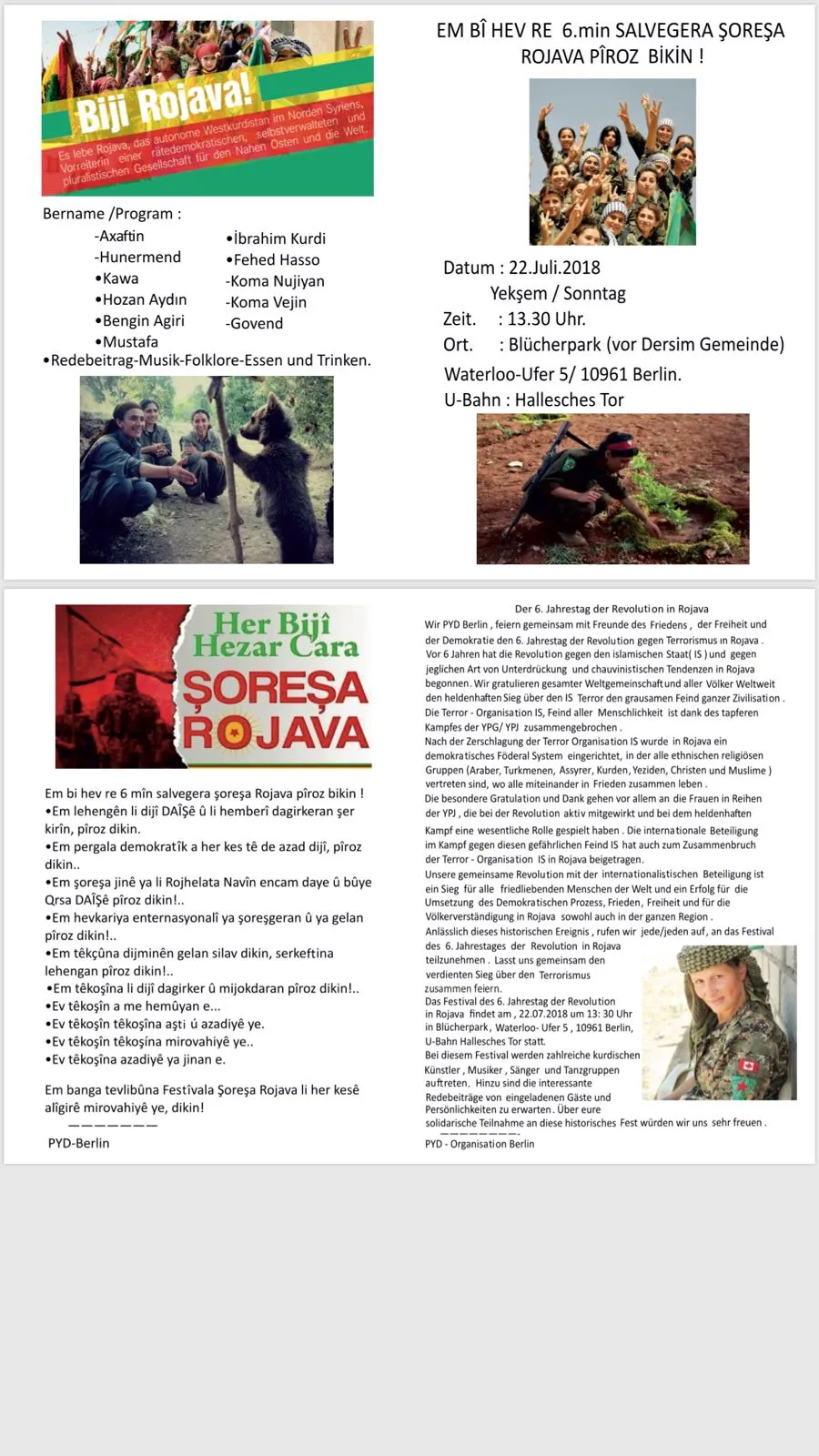 PYD invited Kurdish community in Germany to participate in celebration of July19