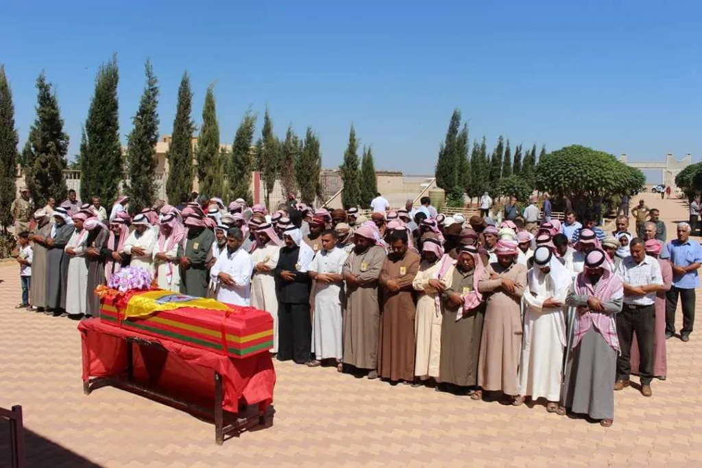 Al-Darbasiya people bid farewell martyr Hamid al- Muhammad's corpse