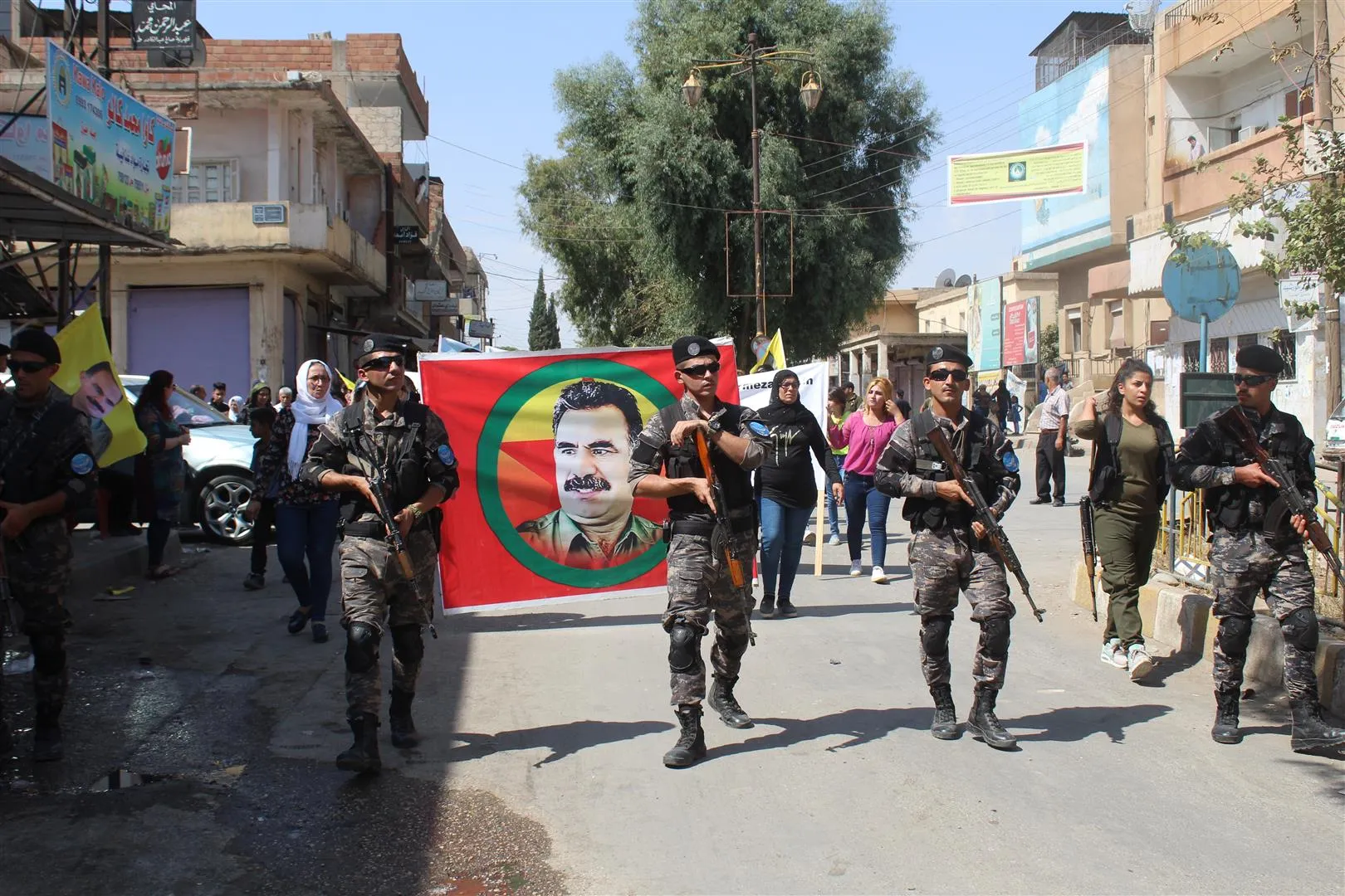 Dêrik Residents protest under slogan "No to demographic change in Afrin"
