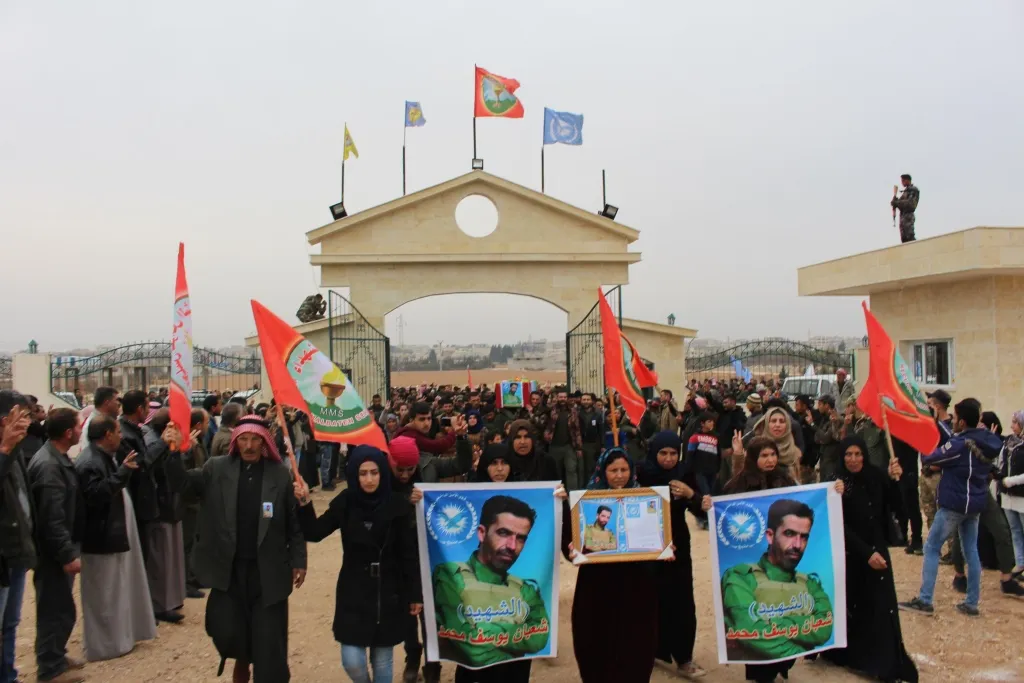 Manbij bid farewell martyr Shaaban Yousef Mohammed's corpse