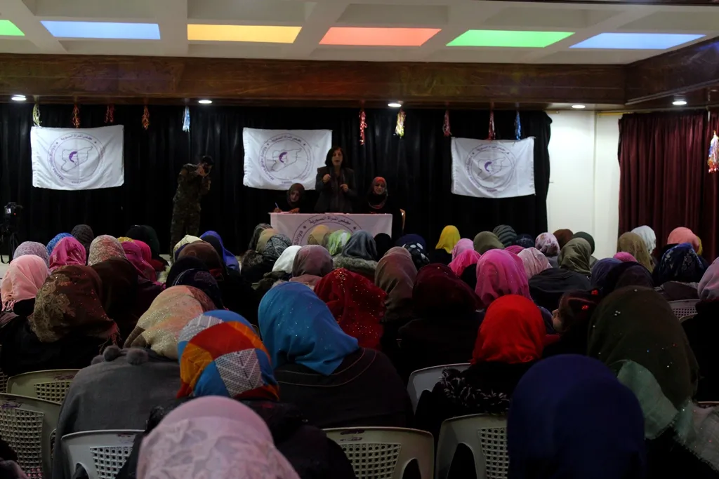 “With democratic nation’s thought, women broke the chains of slavery”