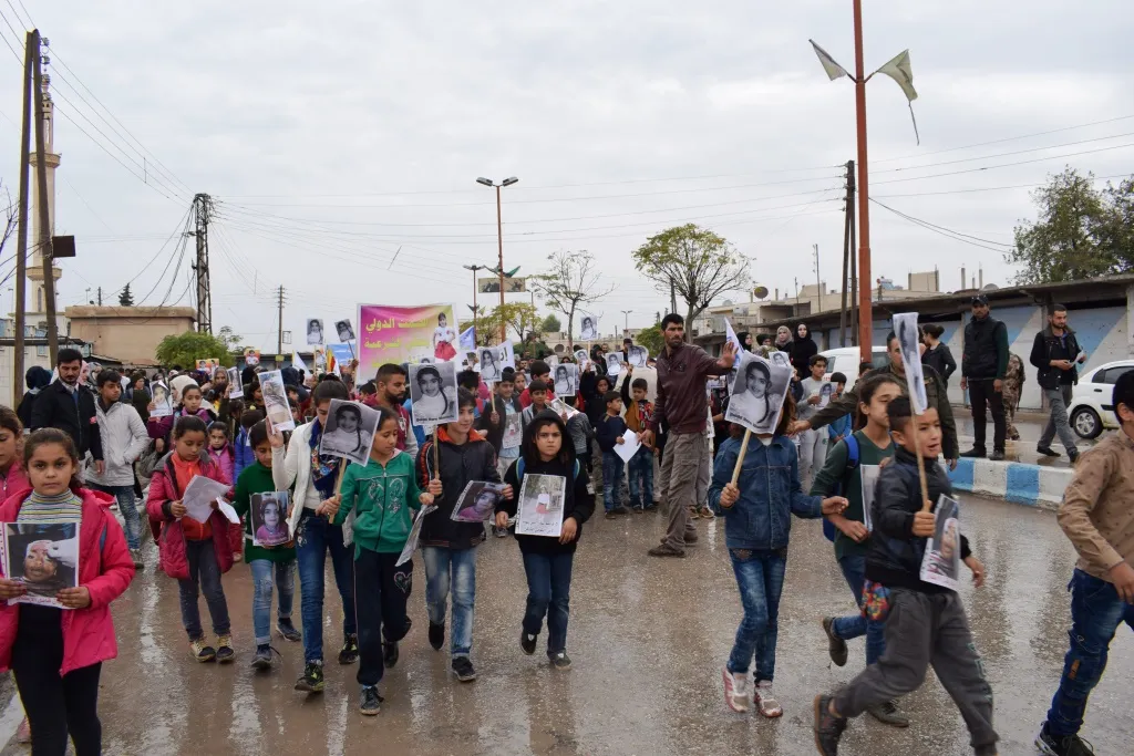 Girê Spî people demonstrate against Turkish occupation's violation
