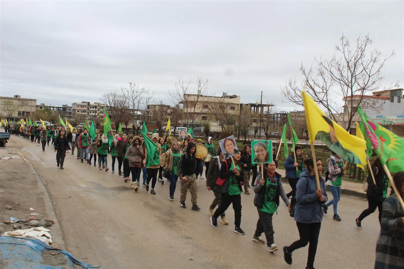 On 2nd day of their march, young women head towards Ain Diwar village