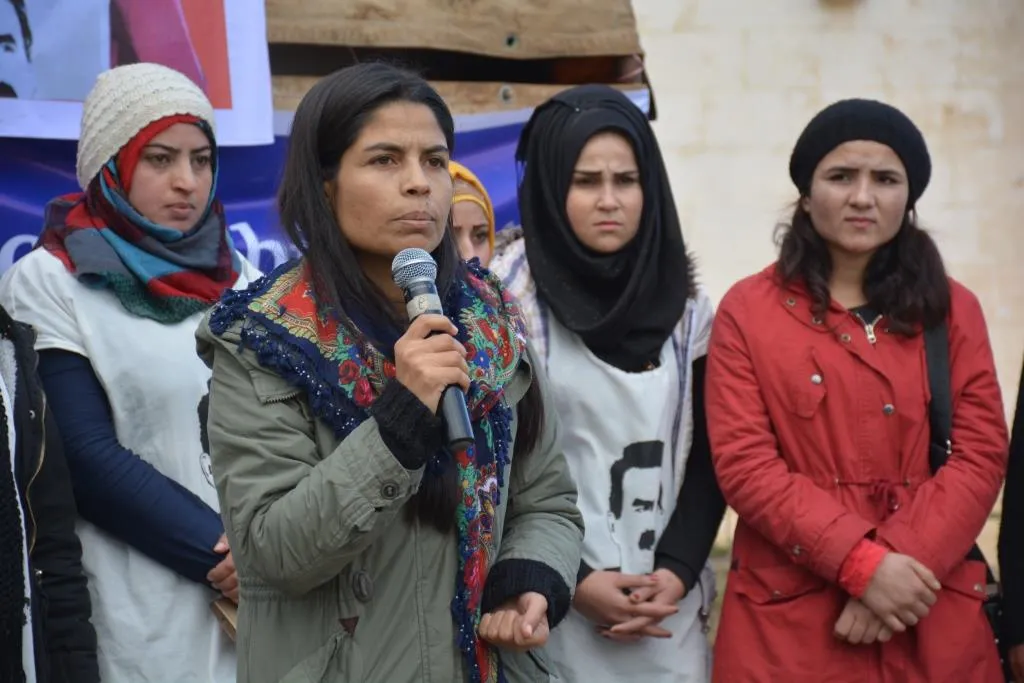 Euphrates region components gathered in Kobani under sit-in tent for Ocalan
