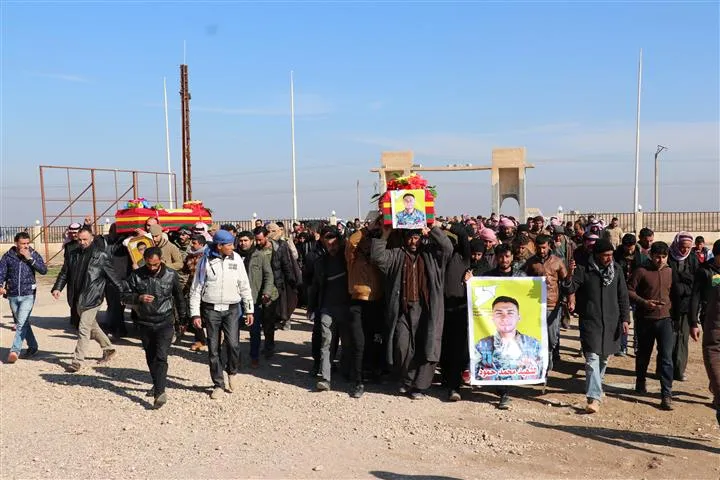 2 of SDF's martyrs bid farewell in al-Shadadi
