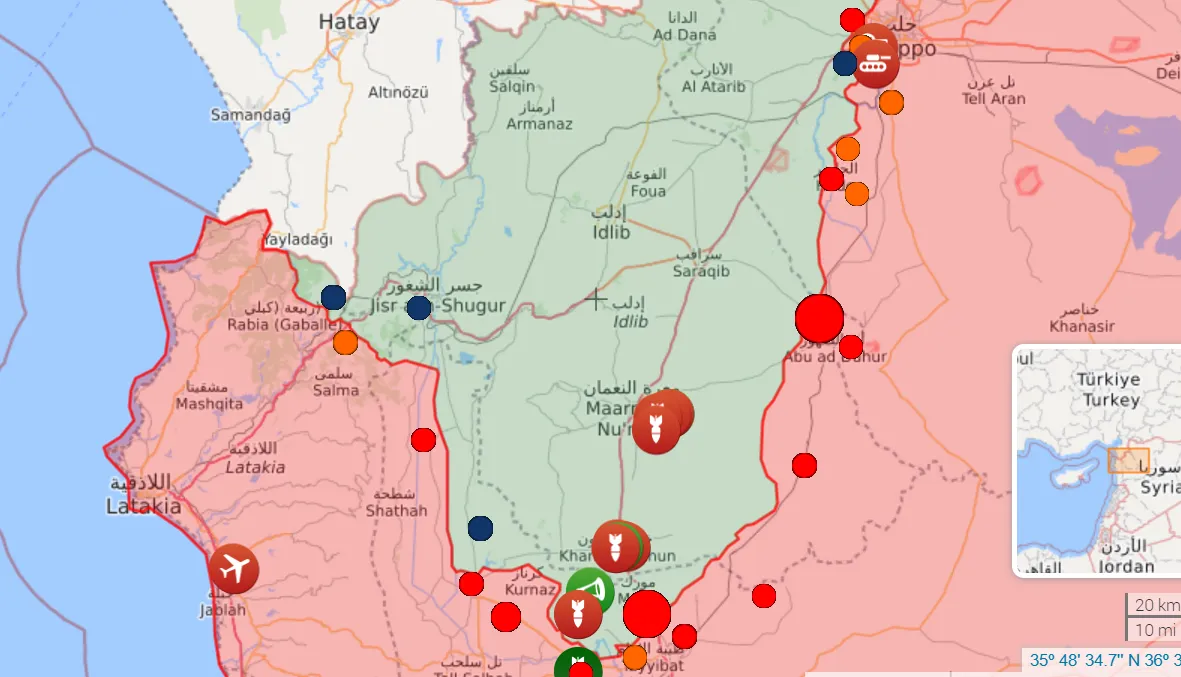 Regime's attacks on Hama, Idlib countryside