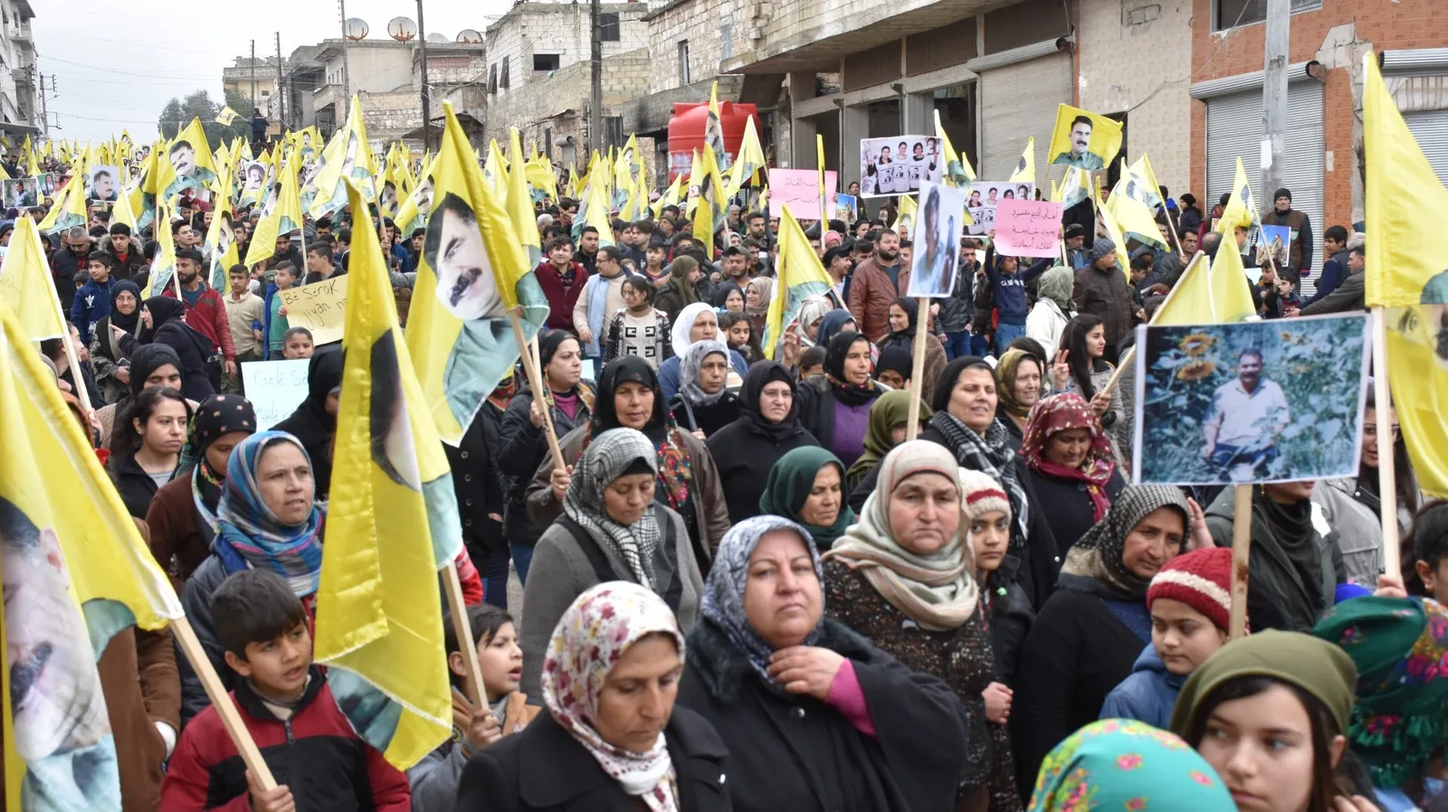 Demo in al-Sheikh Maqsoud, Finland demanding Ocalan's freedom