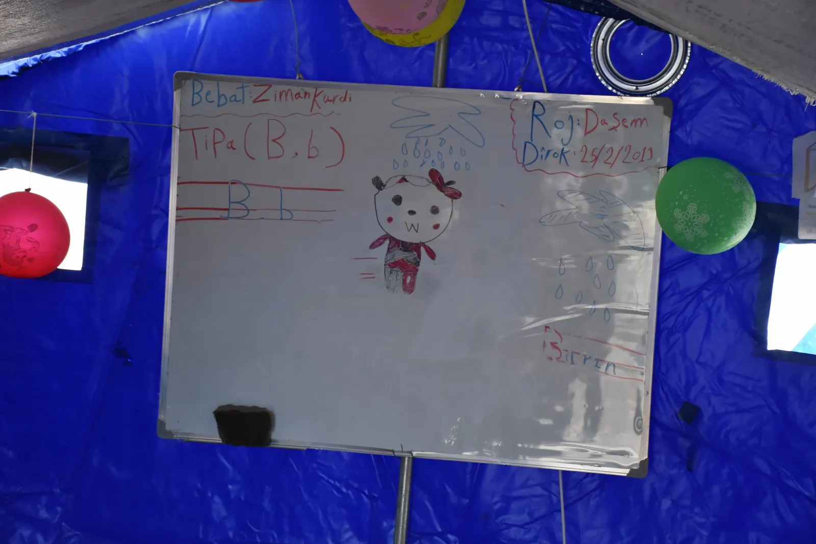 2 tents, poor possibilities to teach al-Awda camp's children