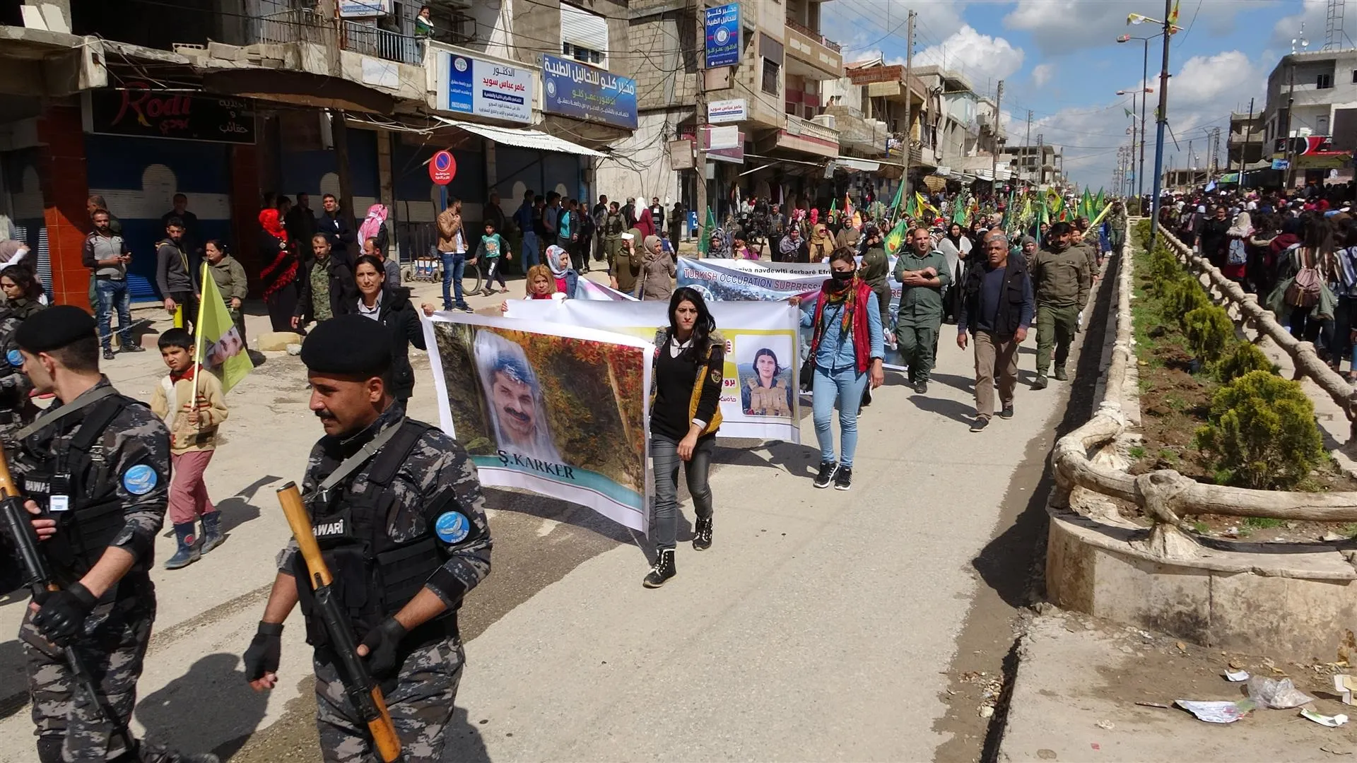 People of Girgê Legê, Tal Koçer, Çilaxa demonstrated against Turkish occupation of Afrin