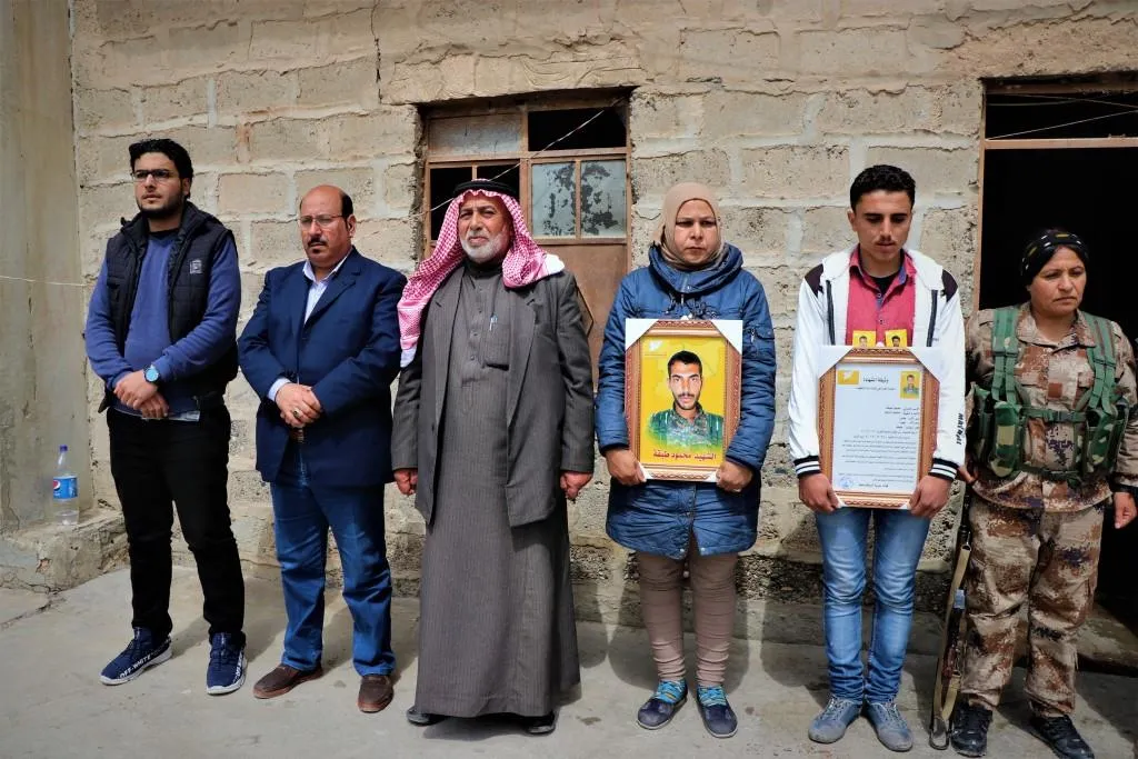 Expressing condolences for 2 martyrs' families in al-Tabqa