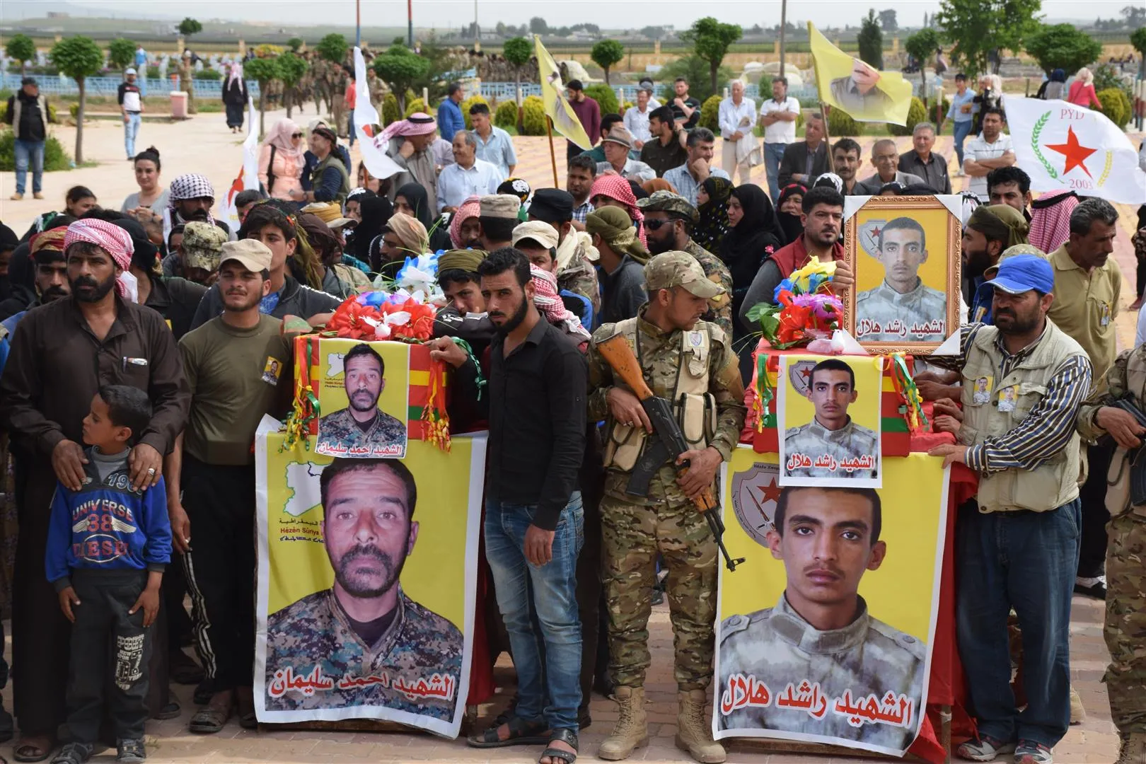Al-Hasakah bids farewell martyrs Ahmad Suleiman and Rashid Hilal