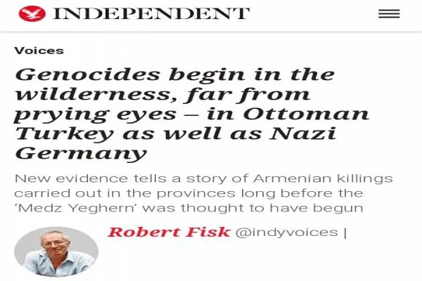 British newspaper: Armenian massacres committed by Ottomans, Holocaust are two sides of one coin