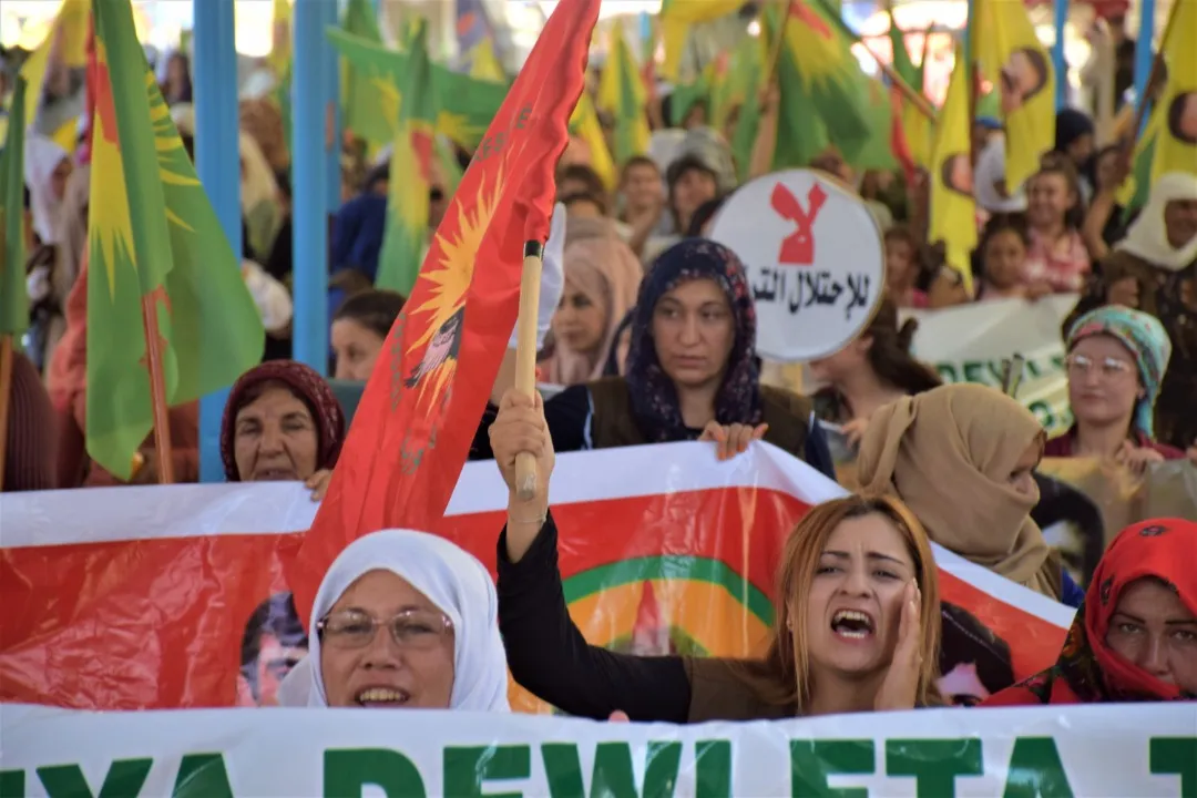 Thousands of Serê Kaniyê people denounce Turkish threats to N, E Syria