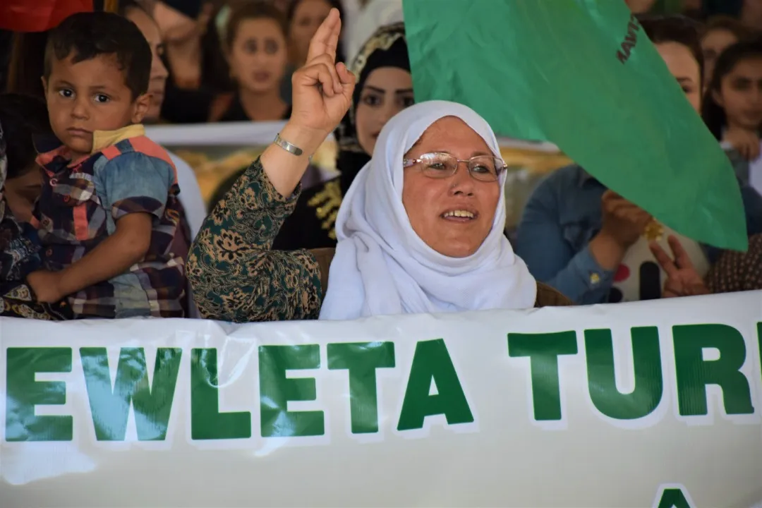 Thousands of Serê Kaniyê people denounce Turkish threats to N, E Syria
