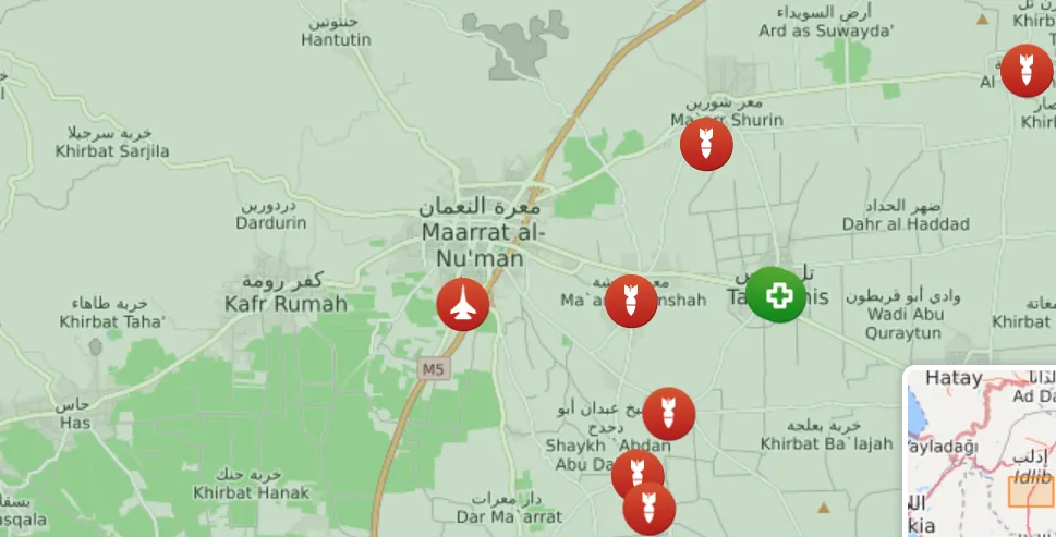 Syrian planes bomb a Turkish base in Maarat al-Nouman