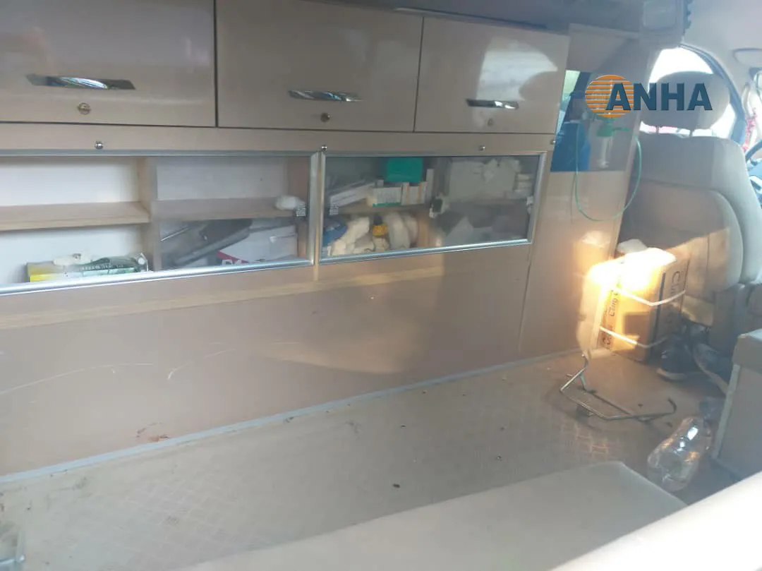In photo, ambulances exposed to Turkish shelling in Serêkaniyê