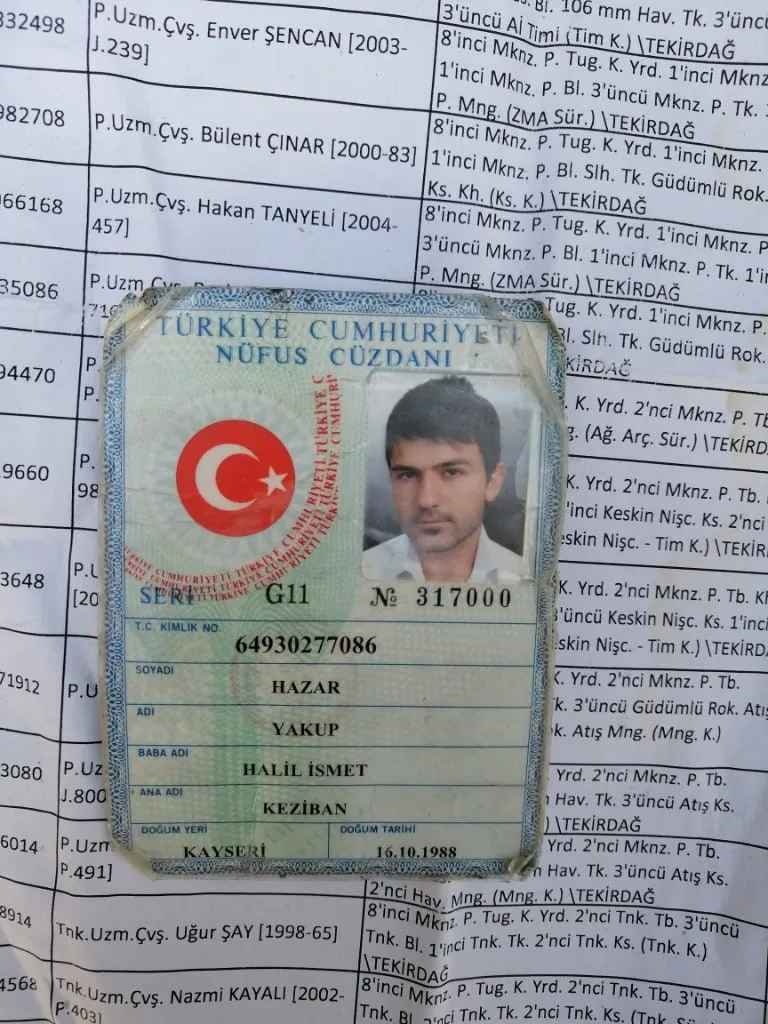 Documents found in Turkish occupation soldiers' corpses in Tel-Abyad