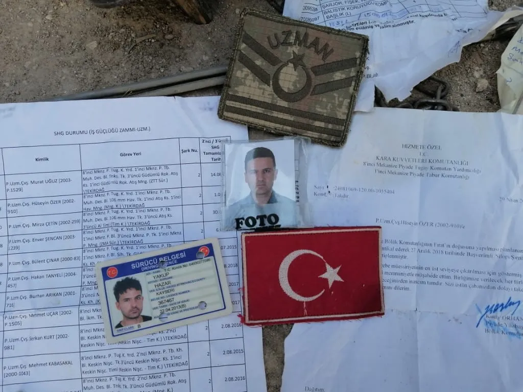 Documents found in Turkish occupation soldiers' corpses in Tel-Abyad