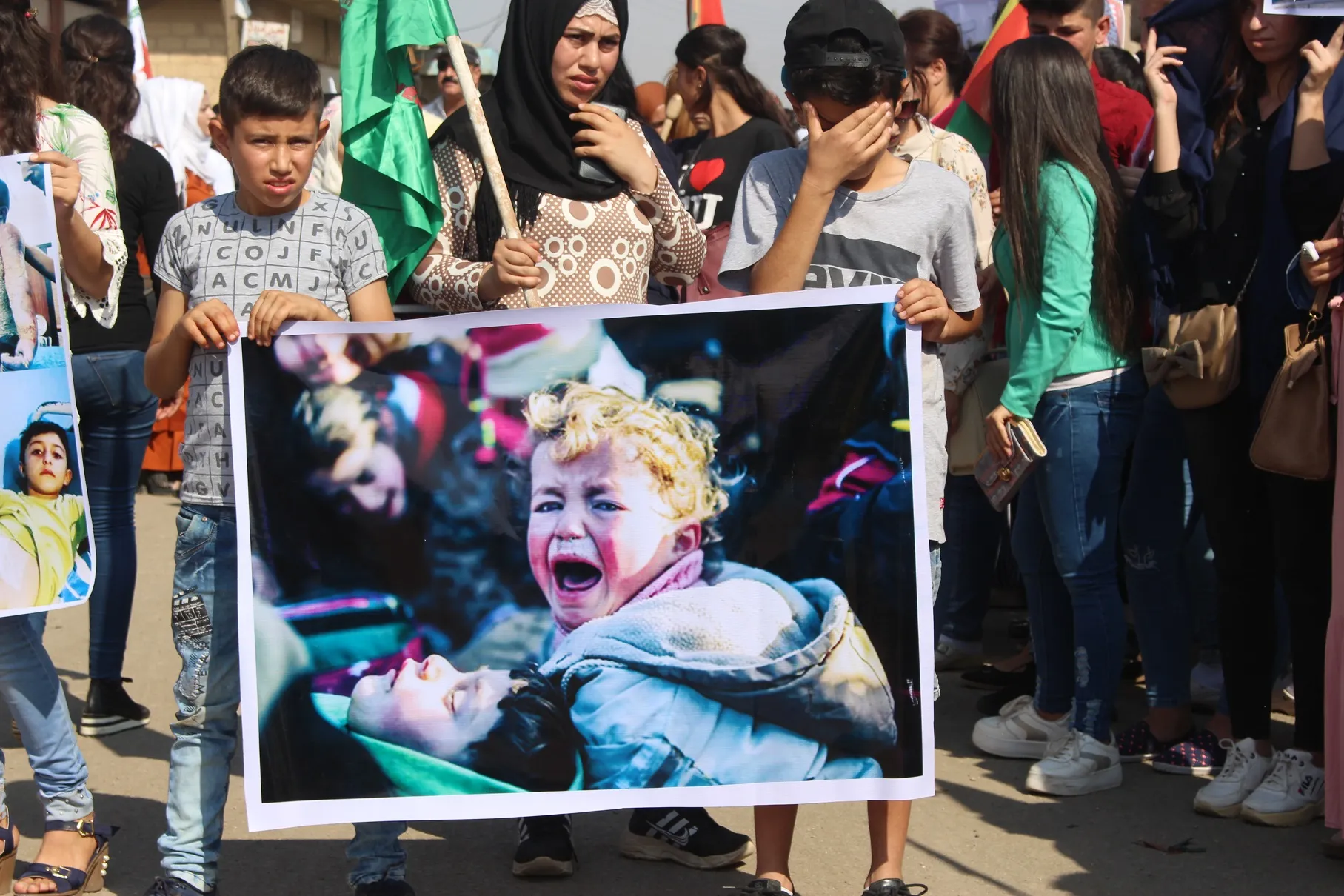 Demo in Tirbe Spiye calls on Syrian people to rise up, support SDF